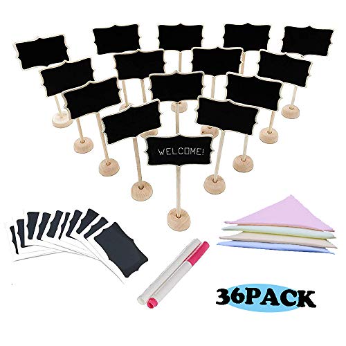 Mini pizarras, 36 piezas Soporte de madera Pequeñas señales de pizarra Tarjetas de lugar para bodas, Fiestas, Números de la tabla, Memorándum, Etiquetas de precio, Señales de comida Mini pizarras, 36 piezas Soporte de madera Pequeñas señales de pizarra Tarjetas de lugar para bodas, Fiestas, Números de la tabla, Memorándum, Etiquetas de precio, Señales de comida