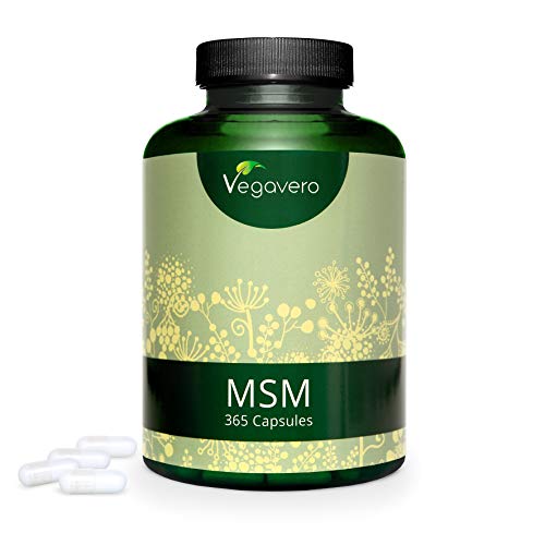 MSM 99.9% Puro Vegavero® | 365 Cápsulas | Ahora Dosis Más Alta: 2000 mg | Sin Aditivos | Testado en Laboratorio | Antiinflamatorio + Dolor Espalda + Articulaciones