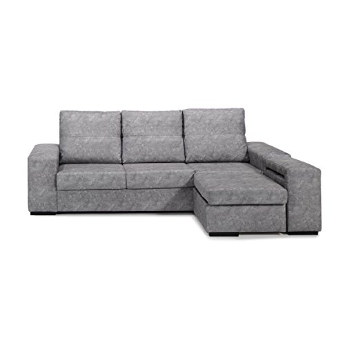 Mueble Sofa con ChaiseLongue, Arcon abatible, Tres plazas, Color Gris, cheslong ref-90 Mueble Sofa con ChaiseLongue, Arcon abatible, Tres plazas, Color Gris, cheslong ref-90