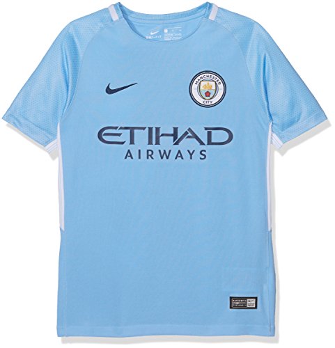NIKE MCFC Y NK BRT STAD JSY SS HM Camiseta 1ª equipación Manchester City FC 17-18, Unisex niños, Azul (Field Blue/Midnight Navy), M