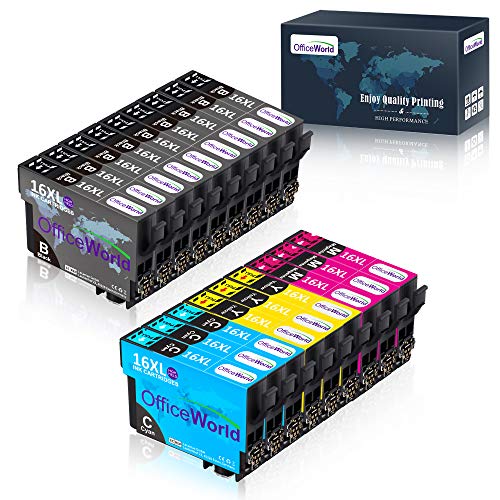 OfficeWorld 16XL Alta Capacidad Cartuchos de Tinta Compatible para Epson 16 con Epson Workforce WF-2630WF WF-2630 WF-2510 WF-2530 WF-2650 WF-2750 WF-2760 WF-2010 WF-2540 WF-2660 WF-2520,18 Multipack