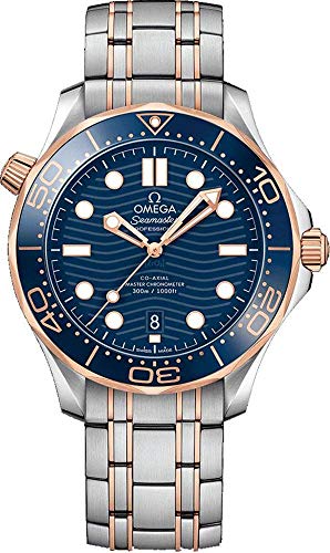 Omega Seamaster 210.20.42.20.03.002 - Reloj de pulsera para hombre, esfera azul, oro rosa de 18 quilates y acero
