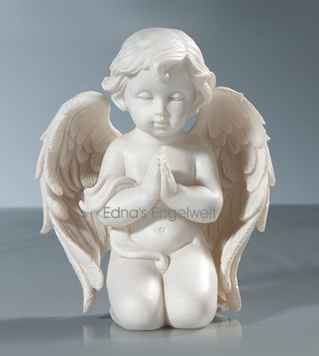 Pajoma 49161 Figura de ángel rezando, tamaño pequeño, de resina, altura de 14 cm