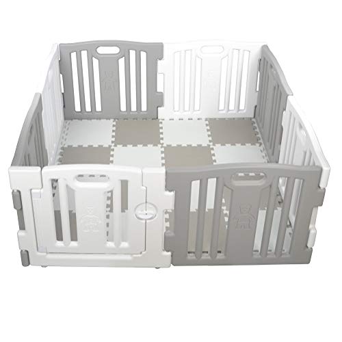 Parque de Bebe XL 8 Piezas Star Ibaby Play Twin/Incluye alfombra puzzle 16 piezas/Multiples Formas de Montaje Color Blanco&Gris Parque de Bebe XL 8 Piezas Star Ibaby Play Twin/Incluye alfombra puzzle 16 piezas/Multiples Formas de Montaje Color Blanco&Gris
