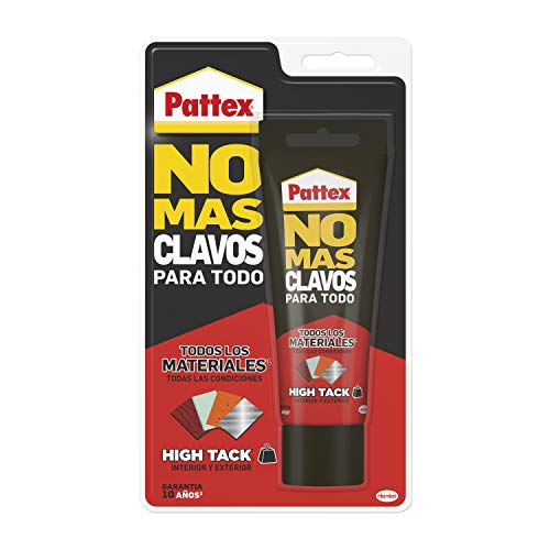 Pattex No Mas Clavos Para Todo HighTack Adhesivo de montaje resistente a temperaturas extremas, pegamento fuerte en superficies húmedas, Blanco, 1 tubo x 142 g