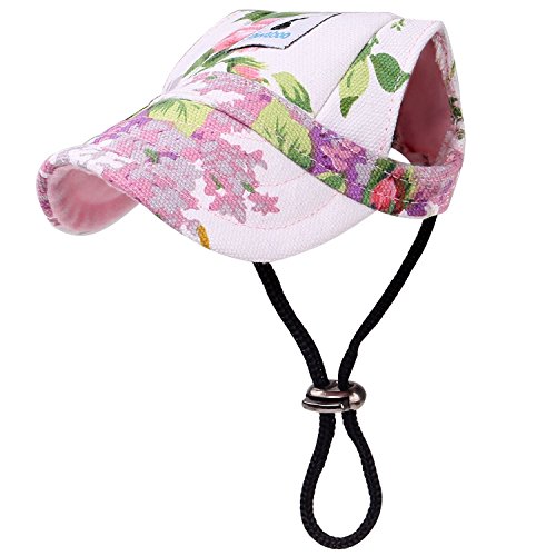 Pawaboo Gorra de Béisbol del Perro Gato,Ajustable Perro de Deporte al Aire Libre de Protección del Sol Sombrero de Béisbol Tapa Visera,Talla S,Floral Morado