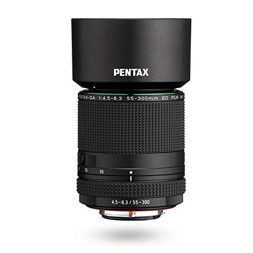 Pentax HD DA 55-300 mm F4.5-6.3 ED PLM WR RE Teleobjetivo Zoom Compacto AF Rápido y Silencioso Resistente al Agua Distancia de Enfoque Mínima de 0.95 Metros Diseño Compacto y Ligero, Negro