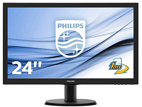 Philips 243V5LHSB/00 - Monitor de 24" (Full HD 1920 x 1080 pixels, VESA, 1 ms, VGA, Conexión HDMI, sin altavoces )