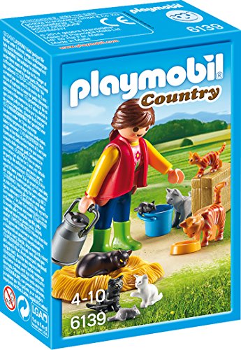 PLAYMOBIL- Mujer con Familia de Gatos, Color, única (6139)