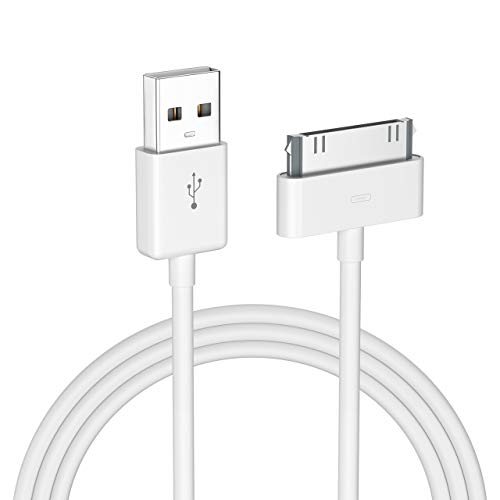 Poweradd -  Cable de Datos 30-pin USB Carga, Cargador Apple MFi Certificado para  iPhone 4, iPad 1/2/3 y iPod Carga Rápida, Ligero y Portátil, Blanco