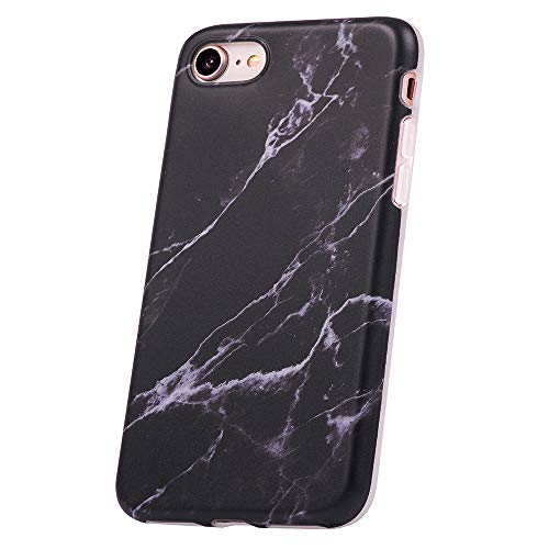 Qult Carcasa para Móvil Compatible con iPhone 6 iPhone 6S Funda marmol Negro Silicona Flexible Bumper Teléfono Caso para iPhone 6/6S Marble Black