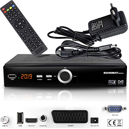 Receptor de satélite Digital Echosat 20900 M (HDTV, DVB-S/S2, HDMI, SCART, 2 Puertos USB 2.0, Full HD 1080p) [preprogramado para Astra, Hotbird, Türksat] Sencillo Echosat 20900 M Echosat 20900