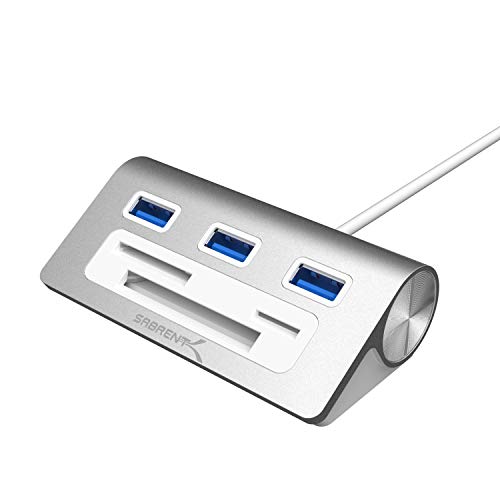 Sabrent Concentrador de USB 3.0 Premium con 3 puertos de aluminio con con lector multitarjetas (cable de 12") para iMac, MacBook, MacBook Pro, MacBook Air, Mac Mini o PC (HB-MACR) Sabrent Concentrador de USB 3.0 Premium con 3 puertos de aluminio con con lector multitarjetas (cable de 12") para iMac, MacBook, MacBook Pro, MacBook Air, Mac Mini o PC (HB-MACR)
