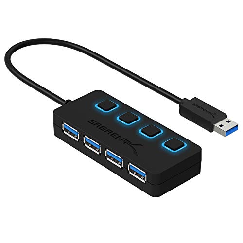 Sabrent Concentrador USB 3.0 con 4 Puertos con interruptores de alimentación Individuales y Leds (HB-UM43) Sabrent Concentrador USB 3.0 con 4 Puertos con interruptores de alimentación Individuales y Leds (HB-UM43)