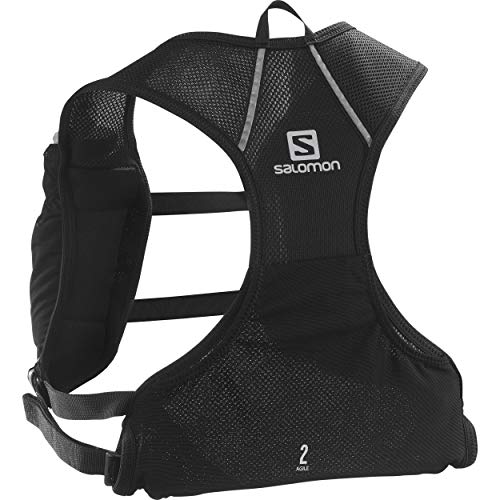 SALOMON Agile 2 Set Mochila de Running Ligera 2L, 2 Botellas SoftFlask 50 ml Incluidas, Unisex-Adult, Negro, 2 L