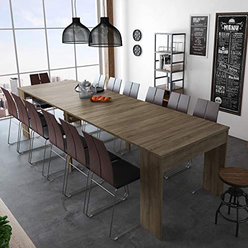 SelectionHome - Mesa de Comedor Consola Extensible hasta 301 cm, Acabado Roble Oscuro, Medidas Cerrada: 90x49x75 cm de Alto SelectionHome - Mesa de Comedor Consola Extensible hasta 301 cm, Acabado Roble Oscuro, Medidas Cerrada: 90x49x75 cm de Alto