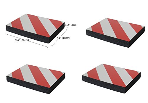 SNS SAFETY LTD Protectoras Paragolpes de Pared Parking, Autoadhesivas, en Grueso Goma Espuma, para Aparcamientos, Garajes y Almacenes, 24x18x3 cm, 4 Piezas (Rojo Blanco)