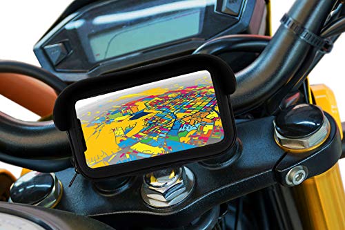 Soporte movil para Moto con Cargador 2.1A Carga rapida Funda Protectora Visera antireflejos Valida para Smartphones hasta 7" Soporte Moto movil sujecion al Manillar irrompible