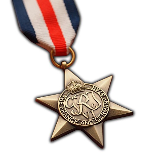 Trikoty La Estrella de Francia y Alemania Medalla Militar WW2 Commonwealth Premio para | ejército Militar británica | Azul Marino | RAF | réplica de George Vi