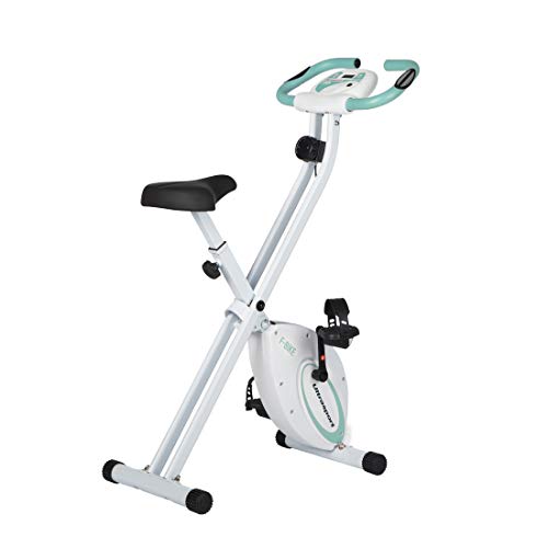 Ultrasport F-Bike Bicicleta estática de fitness, aparato doméstico, plegable con consola y sensores de pulso en manillar, Menta