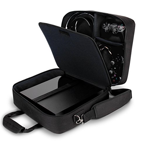 USA Gear Funda Bolsa de Transporte de Consolas Compatible con Todos los Modelos de PS4 - Correa de Hombro Acolchada y Almacenamiento de Accesorios para Controladores, Cables y Auriculares - Negro USA Gear Funda Bolsa de Transporte de Consolas Compatible con Todos los Modelos de PS4 - Correa de Hombro Acolchada y Almacenamiento de Accesorios para Controladores, Cables y Auriculares - Negro