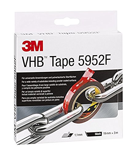 3M VHB 7000033156 Cinta Adhesiva, 19 mm X 3 m, 1 unidad, Negro