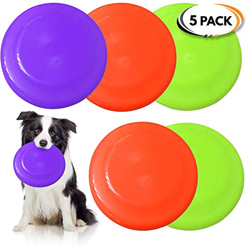  5 Frisbees De Perro, Juguetes para Perros - Colores Vibrantes - Diseño Aerodinámico para lanzamientos sin esfuerzo - Durable y de Alta Calidad para Adiestramiento de Perros, Tiro, Captura y Juego.