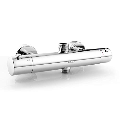 Amzdeal Grifo Termostatico Ducha, Tecnología termostática con el Botón de Seguridad 38 ℃, Griferia Termostática Ducha con 2 salidas altas y bajas, Mezclador Termostático Ducha 20-50 ℃, Cromado Amzdeal Grifo Termostatico Ducha, Tecnología termostática con el Botón de Seguridad 38 ℃, Griferia Termostática Ducha con 2 salidas altas y bajas, Mezclador Termostático Ducha 20-50 ℃, Cromado