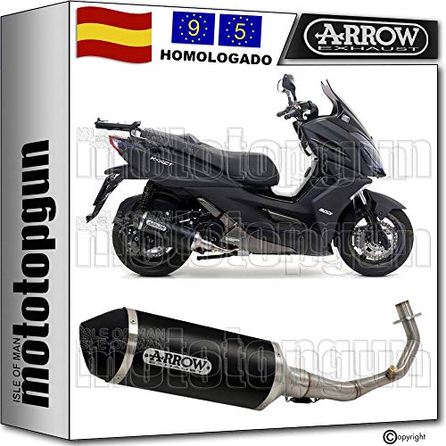 ARROW ESCAPE COMPLETO CATALIZADO Y HOMOLOGADO URBAN CON FONDO INOX NEGRO EN ALUMINIO NEGRO COMPATIBLE CON KYMCO K-XCT 300 I 2013 13 2014 14 53516ANN + 53063KZ