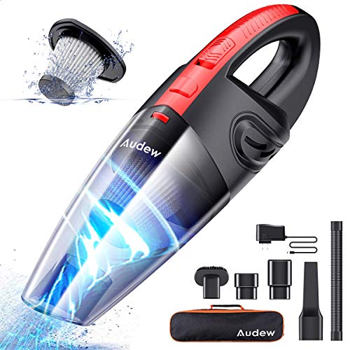 Audew Aspirador de Mano Sin Cable para Hogar y Coche, Aspiradora Inalámbrico Portatil Seco y Húmedo 120W, 2200 mAh, con 3 Cepillos, HEPA Filtro Lavable y Bolsa de Transporte Audew Aspirador de Mano Sin Cable para Hogar y Coche, Aspiradora Inalámbrico Portatil Seco y Húmedo 120W, 2200 mAh, con 3 Cepillos, HEPA Filtro Lavable y Bolsa de Transporte