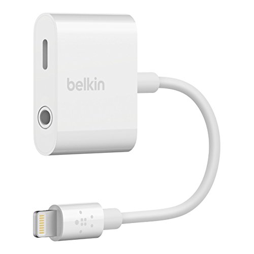 Belkin Rockstar - Adaptador de audio de 3.5 mm + carga (de puerto auxiliar para iPhone/de carga para iPhone 11, 11 Pro/Pro Max, XS, XS MAX, XR, SE, 8/8 Plus y otros)