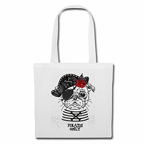 Bolsillo Bolso Bolsa BULLDOG INGLES disfrazada de PIRATA CON LA CORRECCIÓN DEL OJO Y EL SOMBRERO INGLÉS BULLDOG CACHORROS BULLDOG FRANCES DOGOS Bolsa de deporte Bolsas de Blanco