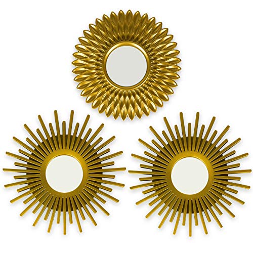 BONNYCO Espejos Pared Decorativos Dorados Pack 3 Espejos Decorativos Ideales para Decoracion Casa, Habitación y Salón | Espejos Redondos Pared Regalos Originales para Mujer | Decoracion Pared BONNYCO Espejos Pared Decorativos Dorados Pack 3 Espejos Decorativos Ideales para Decoracion Casa, Habitación y Salón | Espejos Redondos Pared Regalos Originales para Mujer | Decoracion Pared