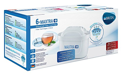 BRITA MAXTRA+ – 6 filtros para el agua – Cartuchos de filtrado para el agua – Recambios compatibles con jarras BRITA que reducen la cal y el cloro