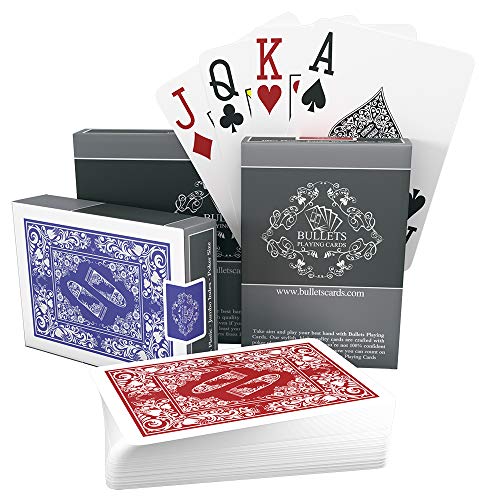 Bullets Playing Cards two decks of waterproof designer poker cards in deluxe 100% plastic with jumbo index – professional premium playing cards for Texas Holdem Poker