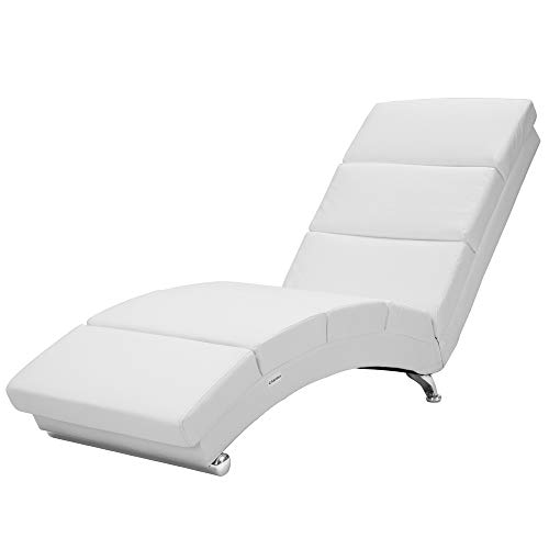 Casaria Sillón Relax Tumbona London | Color: Blanco | salón | Cuero Artificial | Ergonómica | 173x55cm | Diseño Moderno