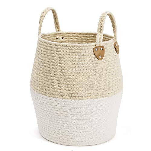 Cesto Para Colada, Cesta De Cuerda De Algodón Cesto De Ropa De Almacenamiento De Cuerda De Algodón Natural Para Salón Dormitorio Baño 40 x 38 cm