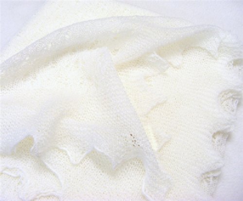 Chal para bebé fabricado en Inglaterra 100% lana súper fina, color marfil, 122 cm o 137 cm blanco blanco crema Talla:Ivory 48 inch
