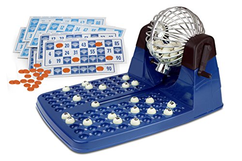 Chicos-Bingo Lotería automática con 48 cartones y 90 bolas imborrables, 23.5 x 31 x 17 cm, incluye fichas de juego, color azul, (Fábrica de Juguetes 20805) Chicos-Bingo Lotería automática con 48 cartones y 90 bolas imborrables, 23.5 x 31 x 17 cm, incluye fichas de juego, color azul, (Fábrica de Juguetes 20805)