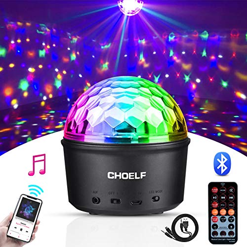 CHOELF Luces Discoteca, Bola Discoteca con Altavoz Bluetooth y Cable USB, LED Giratoria Luz de Fiesta 9 Colores RGB Lámpara de Noche con Mando a Distancia, Iluminacion para Cumpleaños Bodas Navidad CHOELF Luces Discoteca, Bola Discoteca con Altavoz Bluetooth y Cable USB, LED Giratoria Luz de Fiesta 9 Colores RGB Lámpara de Noche con Mando a Distancia, Iluminacion para Cumpleaños Bodas Navidad