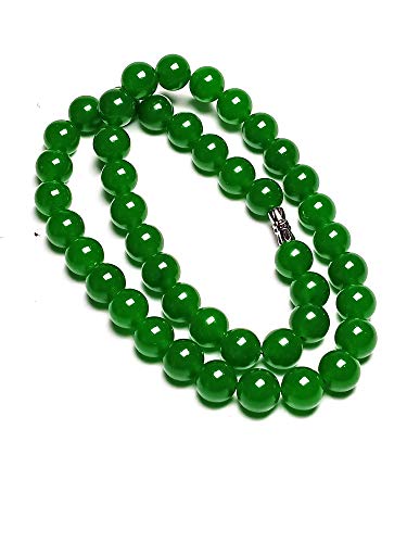 Collar de cuentas de jade verde natural de 10 mm hechas a mano para madre, 45,7 cm