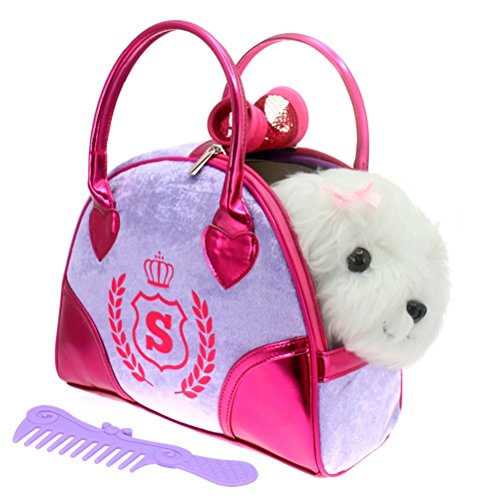 ColorBaby -  Sparkle Girlz Perrito Bichón Maltés y Trasportín Violeta (85152)