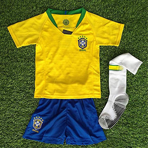 Copa Mundial de Fútbol Set FFF/Manga Corta, de New Jersey Camiseta del fútbol + Shorts Calcetines,Amarillo,20