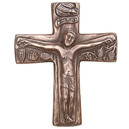 Cruz el Cristo el crucifijo bendición de la casa la Boda casamiento 21 cm * 17 cm Bronce Noble Patina Marron