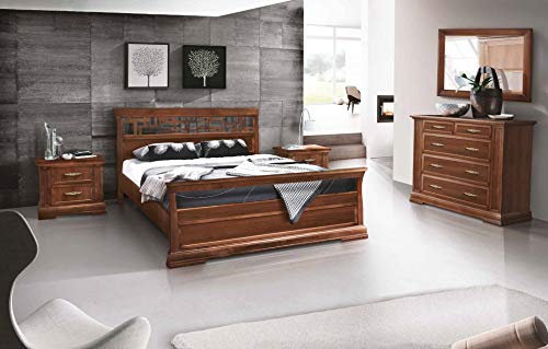 Dafnedesign.Com - Dormitorio completo de nogal clásico (cama de matrimonio, armario cómoda y dos mesillas de nogal) (TVG)