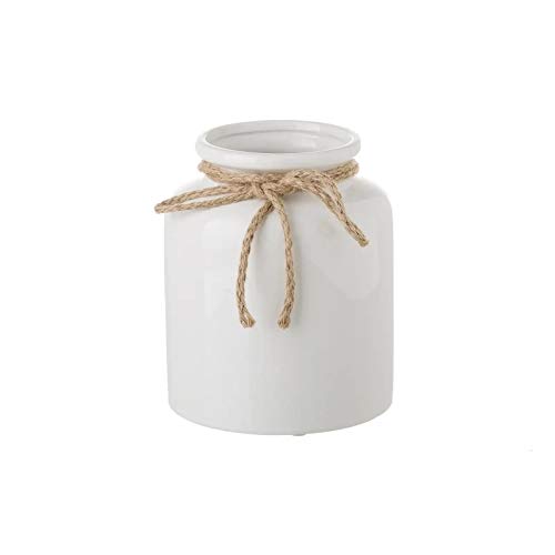 D,casa - Jarrón de cerámica Blanco de diseño rústico para decoración