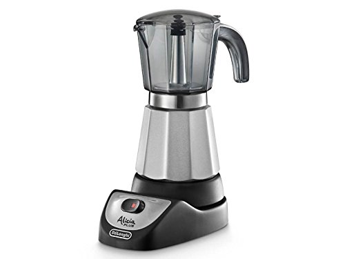 De'longhi Alicia EMK 6 - Cafetera moka, 550 w, 6 tazas, auto-apagado, base giratoria, negro y plata