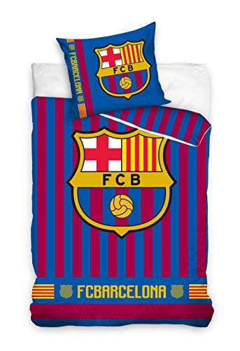 DHestia F.C. Barcelona Juego de Cama 100% Algodón Funda Nórdica + Funda Cojín Barça. FCB182013
