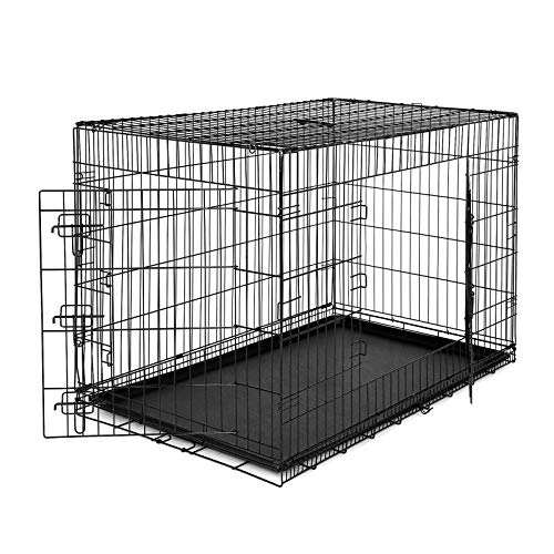 dibea DC00494, jaula de transporte para perros y animales pequeños, caja robusta hecha de alambre fuerte, plegable / con bisagras, 2 puertas, con carcasa inferior, tamaño XXL