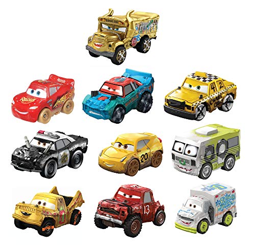 Disney Cars Mini Racers Derby Racers Pack de 10 coches de juguete, modelos surtidos (Mattel GKG09)